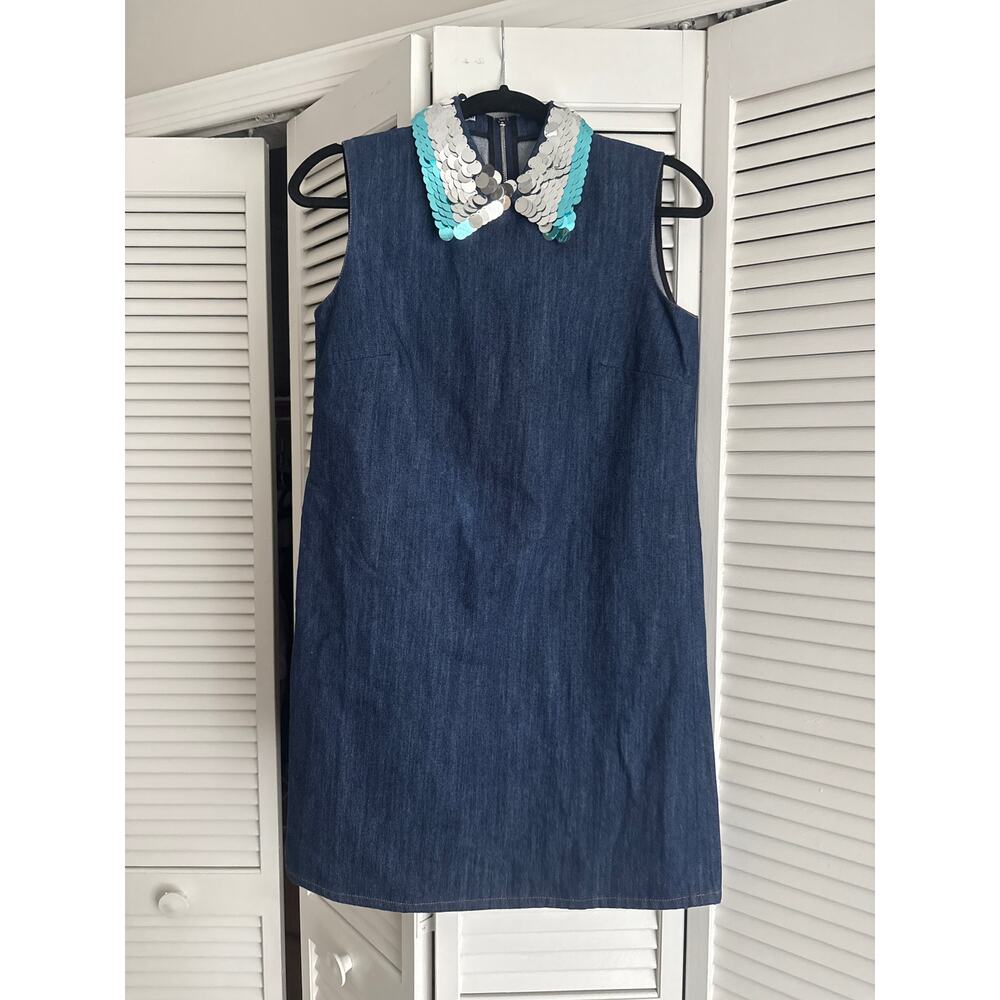 Miu Miu Denim and Sequin Shift Dress